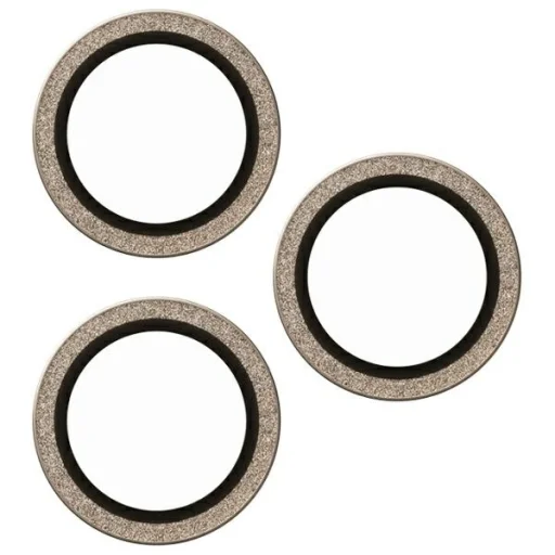 iPhone 16 Pro / 16 Pro Max lencsevédő üvegfólia csillámos arany - 2