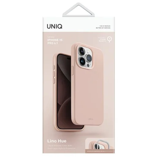 iPhone 15 Pro 6.1" UNIQ Lino Hue Magclick Charging tok rózsaszín - 4
