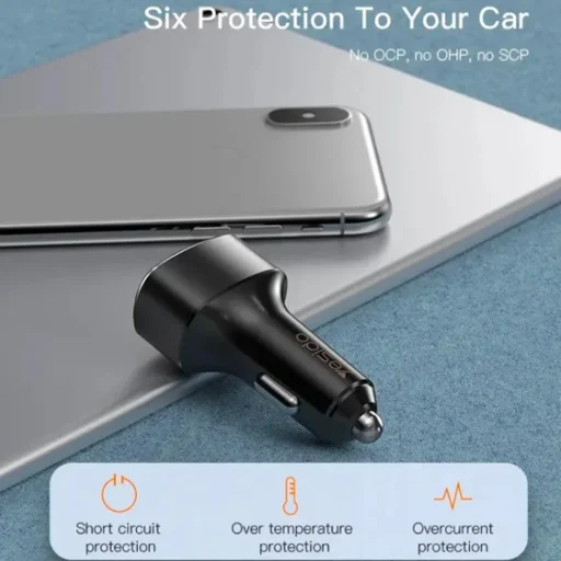 Yesido Autós Töltő (Y46) - 3x USB, 2.4A, Q.C3.0, Gyors Töltés, 42W - Fekete - 3