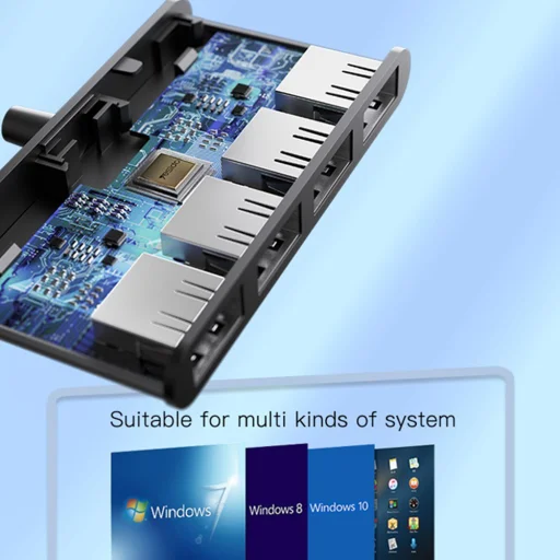 Yesido - Csatlakozóállomás 4 az 1-ben (HB12) - USB-ről 4x USB-re, Plug & Play, 480Mbps, 15cm - Szürke - 6