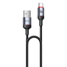 Data Cable Yesido - USB to Type-C, Gyors Töltés, 18W, 3A, 480Mbps, CarPlay Kompatibilis, Alumínium Ötvözet, 2m - Fekete