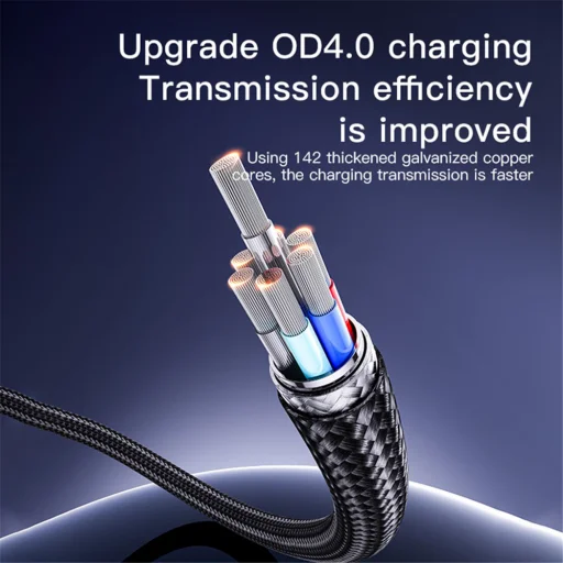 Yesido - Data Cable (CA183) - Type-C to Type-C, Gyors töltés, 60W, 3A, 480Mbps, Alumínium ötvözet, 2m - Fekete - 3