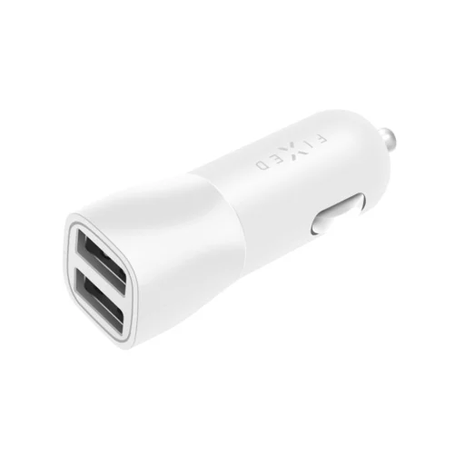 Fixed - Autós töltő (FIXCC15-2U-WH) - 2x USB, 15W, 12/24V, Intelligens Gyors Töltés, Univerzális - Fehér - 2