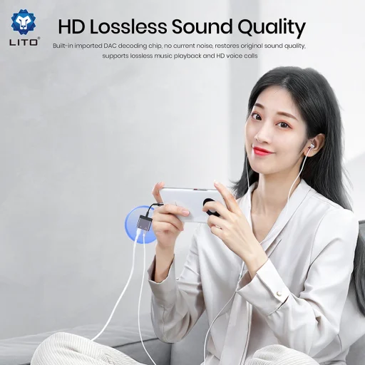 Lito - Audio Adapter (LA04T) - Type-C Jack 3.5mm-re, Type-C, Támogatott hívások, Gyors töltés, Hangerőszabályzás, 60W - Fekete - 7