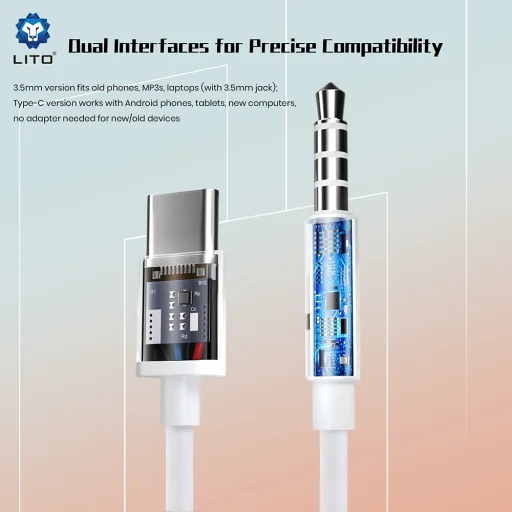 Lito Vezetékes fülhallgató (LF01A) - Jack 3.5mm, Sztereó, Félig fülbe helyezhető, HD Mikrofonnal, 1.2m - Fehér - 3