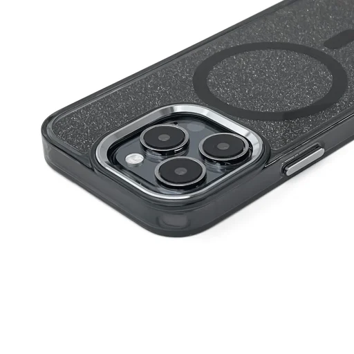 Glitter tok MagSafe kompatibilis iPhone 17 - Fekete tok - 2