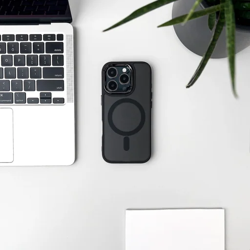 Glitter tok MagSafe kompatibilis iPhone 17 - Fekete tok - 6