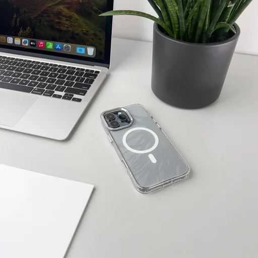 Glitter tok MagSafe kompatibilis iPhone 17-hez - Félig átlátszó tok - 5