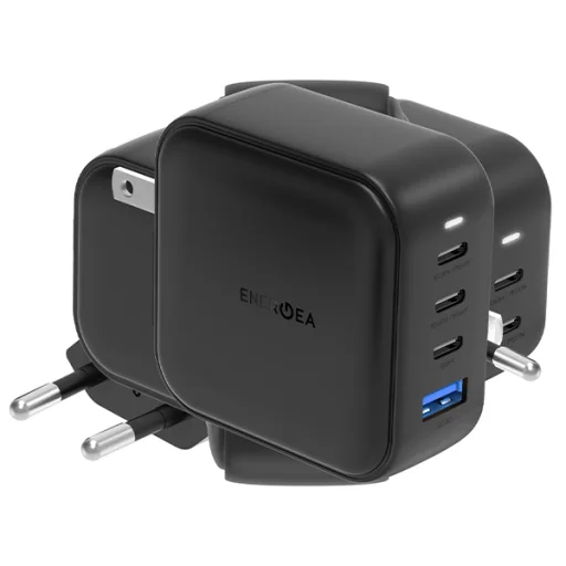 ENERGEA Fali Töltő 1xUSB+3xUSB-CPD-PPS-QC 3.0 100W 3C1A fekete US+EU Travelite GAN100 - 2