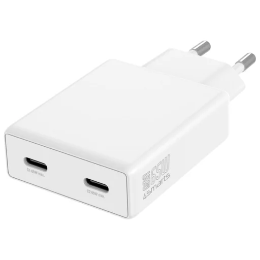 4smarts PDPlug Slim Dual 65W GaN 2xUSB-C fehér hálózati adapter - 1