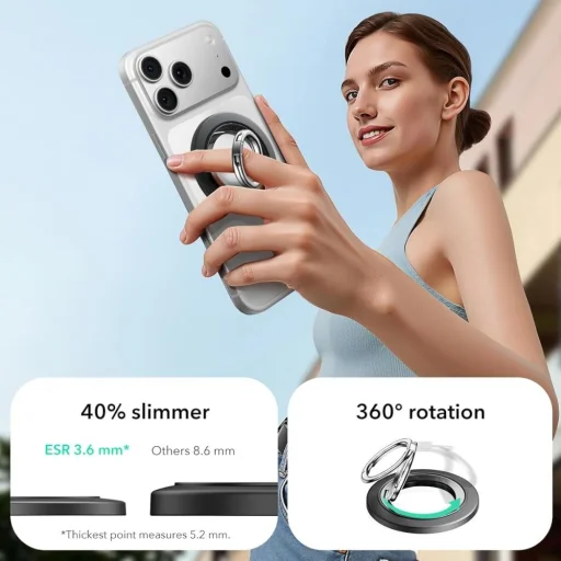 iPhone ESR Magnetic 360 Halolock Magsafe Telefon Gyűrű Fekete - 3