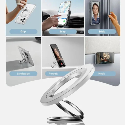 iPhone ESR Mágneses 360 Halolock MagSafe Telefon Gyűrű Fehér - 3