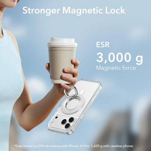 iPhone ESR Mágneses 360 Halolock MagSafe Telefon Gyűrű Fehér - 5