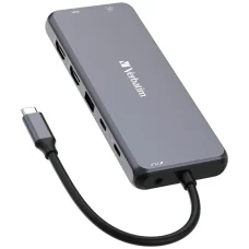 Verbatim Adapter Hub USB-C - 2xHDMI/VGA/Eternet/5xUSB-A/Jack 3.5mm/2xUSB-C/SD/microSD alumínium 32154