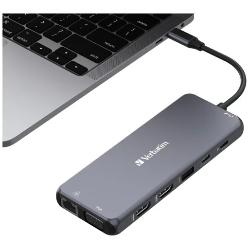 Verbatim Adapter Hub USB-C - 2xHDMI/VGA/Eternet/5xUSB-A/Jack 3.5mm/2xUSB-C/SD/microSD alumínium 32154 - 3