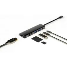 4smarts HUB 6 az 1-ben DeX Funkció 2xUSB-A 3.0/USB-C/HDMI/SD/MicroSD szürke 468782