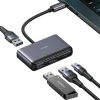 USAMS Adapter HUB 4 az 1-ben 2xUSB 2.0/USB 3.0/USB-C szürke/sötétszürke SJ627HUB01 (US-SJ627)