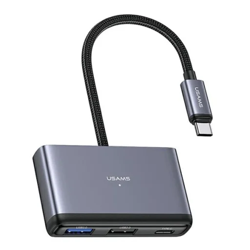 USAMS Adapter HUB 4 az 1-ben 2xUSB 2.0/USB 3.0/USB-C szürke/sötétszürke SJ627HUB01 (US-SJ627) - 3