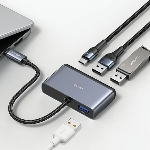USAMS Adapter HUB 4 az 1-ben 2xUSB 2.0/USB 3.0/USB-C szürke/sötétszürke SJ627HUB01 (US-SJ627) - 4