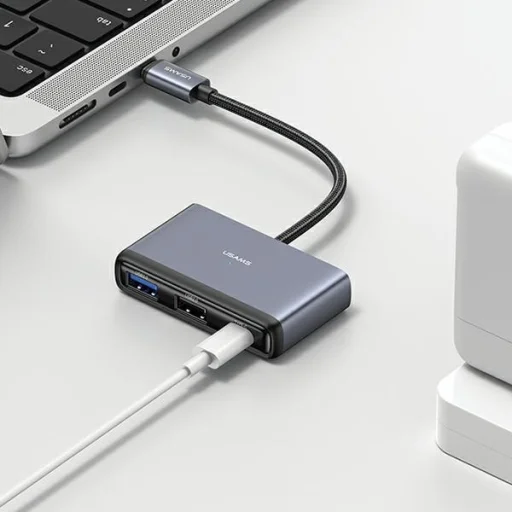 USAMS Adapter HUB 4 az 1-ben 2xUSB 2.0/USB 3.0/USB-C szürke/sötétszürke SJ627HUB01 (US-SJ627) - 5