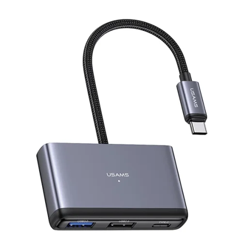 USAMS Adapter HUB 5 az 1-ben USB 2.0/USB 3.0/USB-C/TF/SD szürke/sötétszürke SJ628HUB01 (US-SJ628) - 3