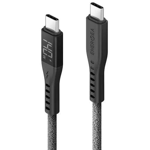 Energea Flow USB-C - USB-C digitális kijelzős kábel 1.5m fekete 240W 5A PD gyorstöltés - 2