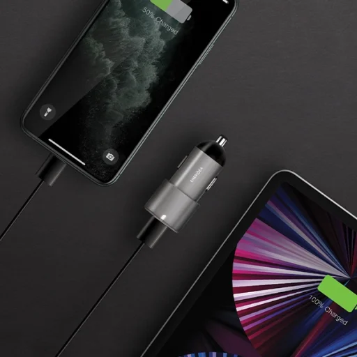 ENERGEA Alu Drive D60 2xUSB-C PD-PPS 66W acél autós töltő - 5