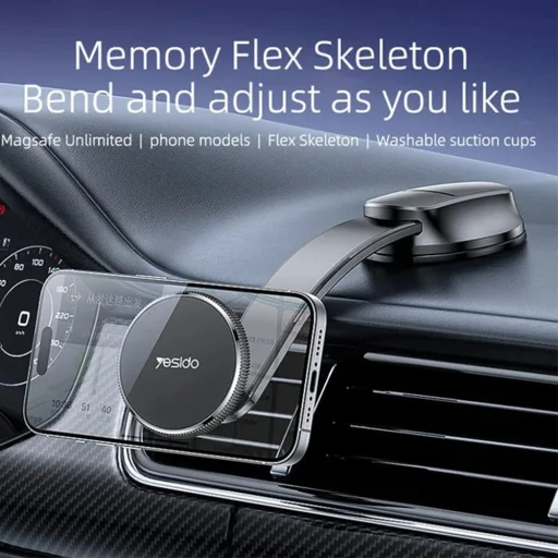 Yesido C176 Mágneses autós tartó műszerfalra - Fekete - 5
