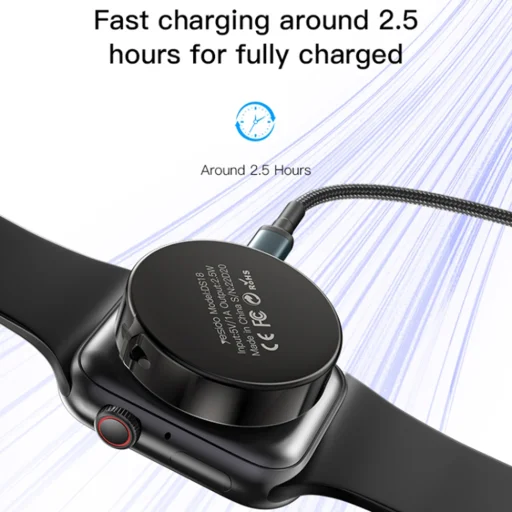 Apple Watch Yesido - Wireless Charger (DS18) - Hordozható, Cinkötvözet, 2.5W - Fekete - 2