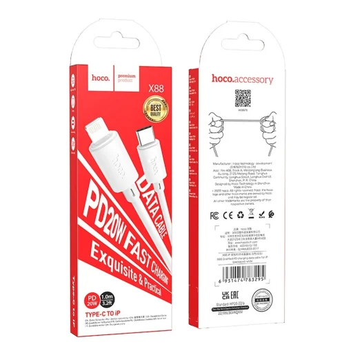 iPhone Kábel USB-C - Lightning Hoco PD 2,4A 20W 1 m fehér - 4