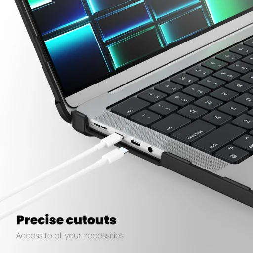 Macbook Pro 14 M1 / M2 / M3 / M4 / M5 2021-2025 tok Tech-protect Smartshell Pro fekete/átlátszó - 6