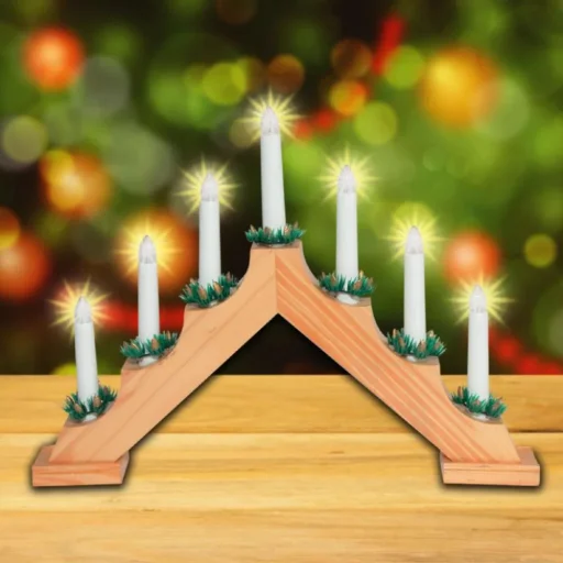 Home KAD 01 gyertyapiramis, 7 db izzó, lakkozott fa, L7D - 3