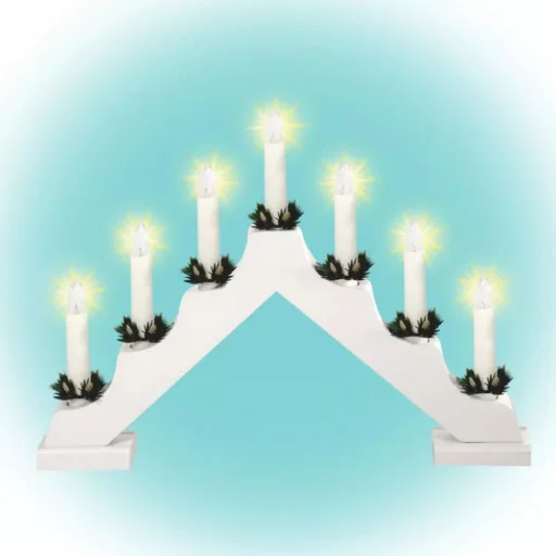 Home KAD 03 gyertyapiramis, 7 db izzó, fehér festett fa, L7D - 1