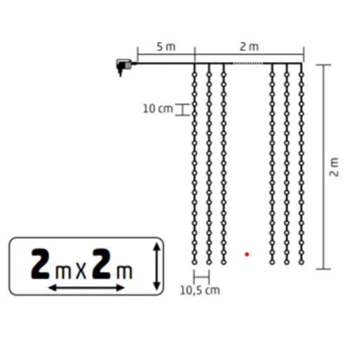 HOME KAF400DWW DOT LED-es fényfüggöny, 400 db melegfehér DOT LED, 2x2m, 8 program, ismétlődő időzítés, hálózati tápellátás, kül- és beltéri kivitel  - 2