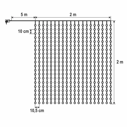 HOME KAF400DWH DOT LED-es fényfüggöny, 400 db hidegfehér DOT LED, 2x2m, 8 program, ismétlődő időzítés, hálózati tápellátás, kül- és beltéri kivitel  - 4