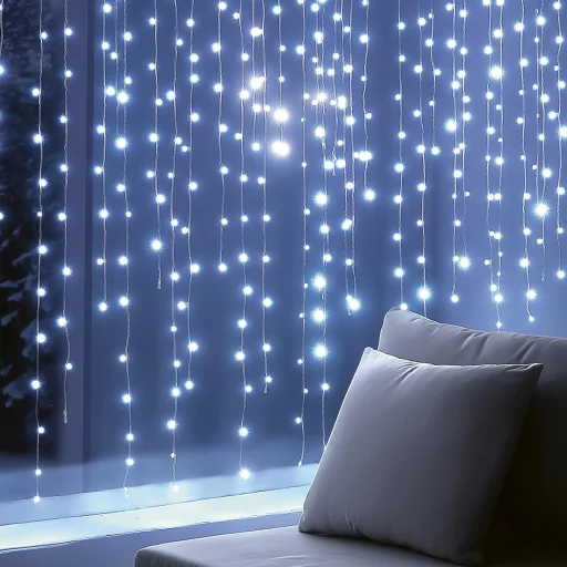 HOME KIN168DWH DOT LED-es fényfüggöny, 168 db hidegfehér DOT LED, állófényű, átlátszó vezeték, 12x14 LED, beltéri adapteres kivitel - 1