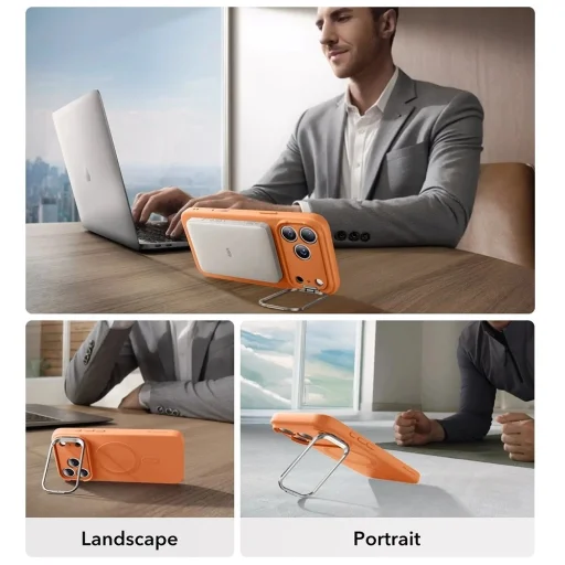 iPhone 17 Pro Max Orange ESR Cloud Soft HaloLock Kickstand tok - 7