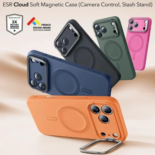 iPhone 17 Pro Max Orange ESR Cloud Soft HaloLock Kickstand tok - 2