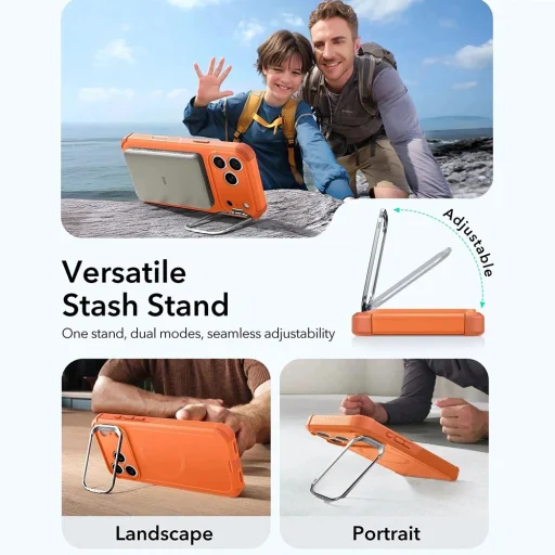 iPhone 17 Pro Max Narancs ESR Cyber Armor Kickstand tok - 6