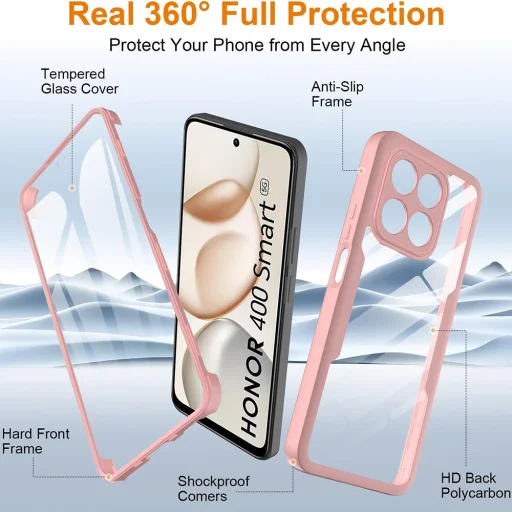 Honor 400 Smart / X7d 4G Techsuit - ColorVerse 360 Series + Képernyővédő - Pink tok - 3