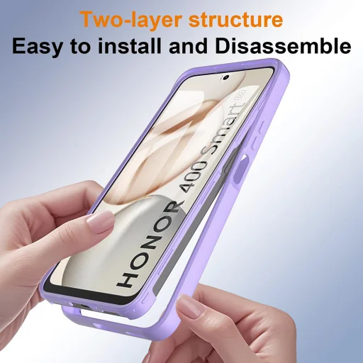 Honor 400 Smart / X7d 4G Lila Techsuit - ColorVerse 360 Series + Kijelzővédő tok - 2