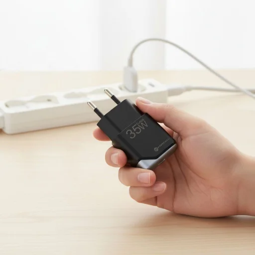 Forcell F-Energy Ultra Slim GaN III hálózati töltő, USB-C, PD/QC4.0, 3A/35 W, fekete (B135101-E) - 3