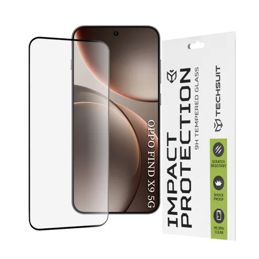 Oppo Find X9 Fekete Techsuit 111D Teljes Borító / Teljes Ragasztás Üveg üvegfólia - 1