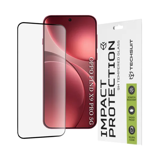 Oppo Find X9 Pro Techsuit - 111D Teljes Borítású / Teljes Ragasztású Üveg - Fekete üvegfólia - 1