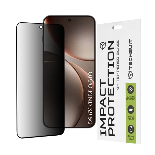 Oppo Find X9 Techsuit - 111D Privacy Full Glue - Fekete üvegfólia - 1
