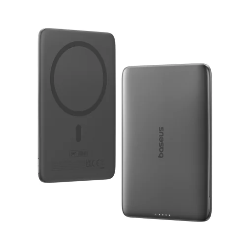 Baseus PicoGo AM41 Ultra-Karcsú 5000mAh 20W MagSafe Kompatibilis Power Bank Baseus Simple USB-C 60W 30cm Kábellel - Fekete - 2
