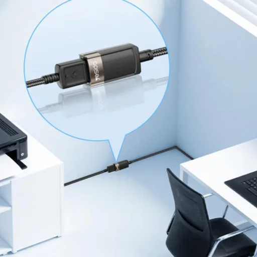 Yesido GS26 Hosszabbító Adapter - USB 2.0, 1.5m Kábel, Fonott, Nagysebességű Átvitel - Szürke - 4