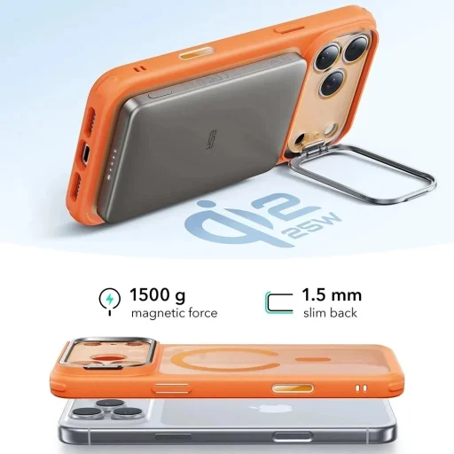 iPhone 17 Pro Frosted Orange ESR Classic Hybrid HaloLock Kickstand tok - 4
