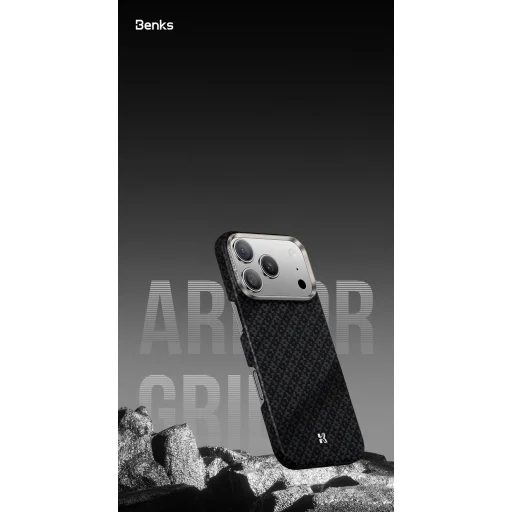 Benks Mágneses Armor Air Armor Rácsos Kevlar Tok Fémkeret 600D (B067) Iphone 17 fekete tok - 9
