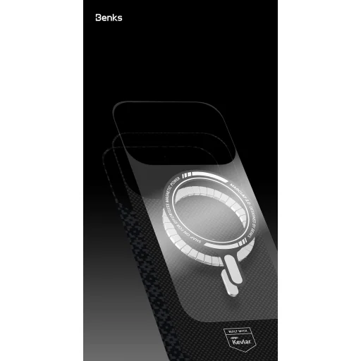 Benks Mágneses Armor Air Armor Rácsos Kevlar Tok Fémkeret 600D (B067) Iphone 17 fekete tok - 10